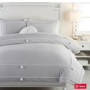 Pb Teen Gray Tassel duvet cover and sham twin XL
